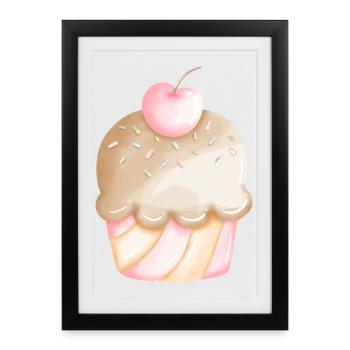 Shirt dessert sucré glaçage aux cerises pour cupcakes - Affiche encadrée (27 × 37 cm) - noir - Devant