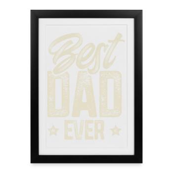Papa Père Fête des Pères Meilleur Papa - Affiche encadrée (27 × 37 cm) - noir - Devant