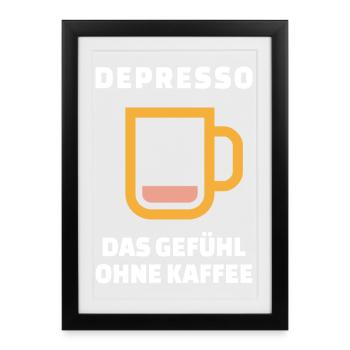 Kaffeetasse Koffein Kaffee Kaffeetrinker Statement - Gerahmtes Poster (27 × 37 cm) - Schwarz - Vorne