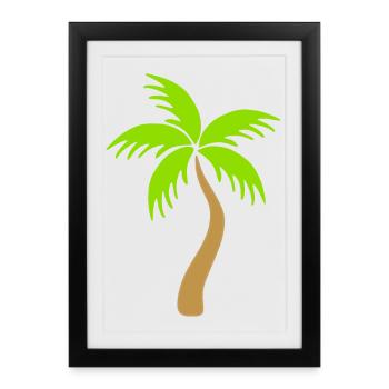 Palmier vert île mer - Affiche encadrée (27 × 37 cm) - noir - Devant