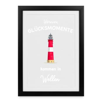 Sylt, Hörnum, Surfer, Kiter, Segler, Wassersport - Gerahmtes Poster (27 × 37 cm) - Schwarz - Vorne