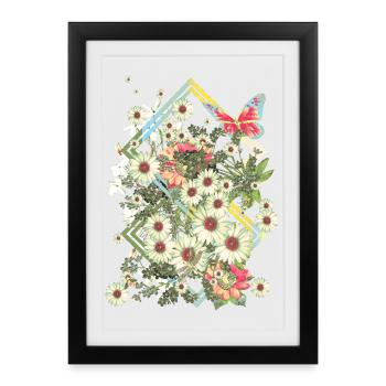 Blossom Dream Flowers Butterfly Dragonfly Summer - Framed poster (27 × 37 cm) - black - Front