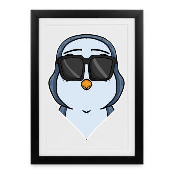 cool penguin with sunglasses - Framed poster (27 × 37 cm) - black - Front