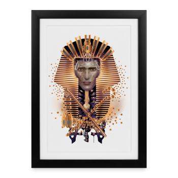 artful portrait of Egyptian king with mask - Framed poster (27 × 37 cm) - black - Front