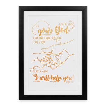 Ésaïe verset biblique Je t’aide - Affiche encadrée (27 × 37 cm) - noir - Devant