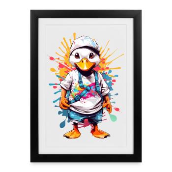 Canard cool - Affiche encadrée (27 × 37 cm) - noir - Devant