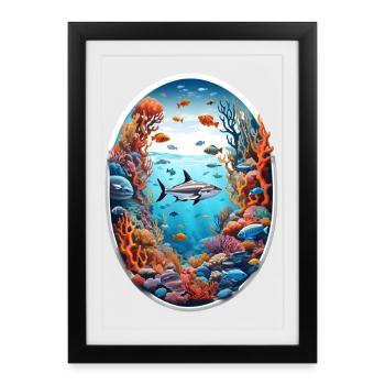 Animaux marins-Poissons - Affiche encadrée (27 × 37 cm) - noir - Devant