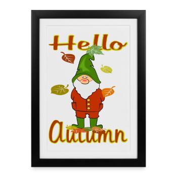 Gnomes in autumn leaves - Framed poster (27 × 37 cm) - black - Front