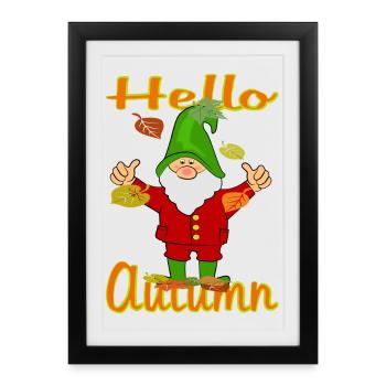 Gnome Autumn - Framed poster (27 × 37 cm) - black - Front