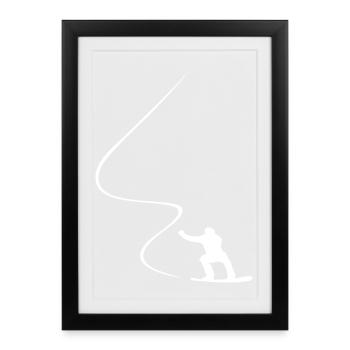 Snowboarder, Curve, Downhill, Freerider, Winter - Framed poster (27 × 37 cm) - black - Front