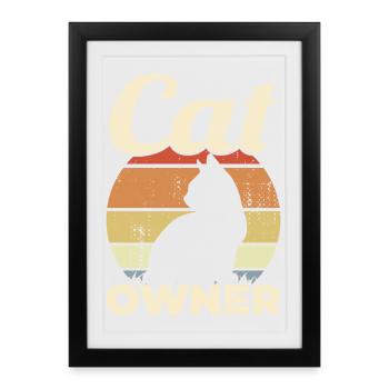 Propriétaire de chat Vintage Look - Affiche encadrée (27 × 37 cm) - noir - Devant