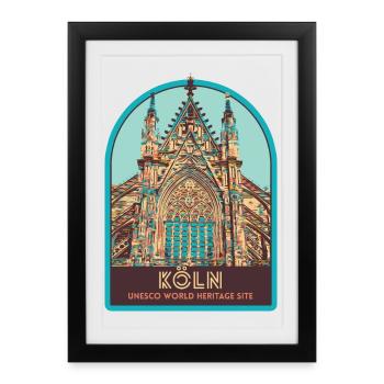 Illustration Facade Cathedral Cologne, Germany - Framed poster (27 × 37 cm) - black - Front