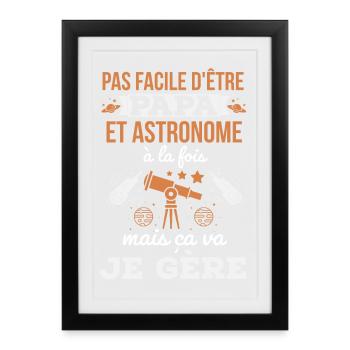 Papa et astronome - Affiche encadrée (27 × 37 cm) - noir - Devant