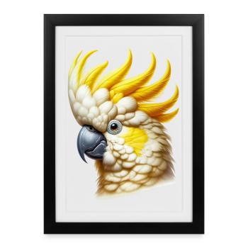 Perroquet cacatoès - Affiche encadrée (27 × 37 cm) - noir - Devant