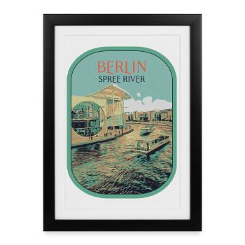Illustration Architecture Moderne Berlin - Affiche encadrée (27 × 37 cm) - noir - Devant