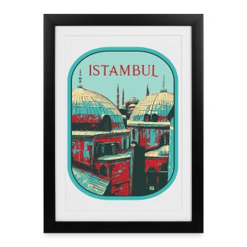 Majesté d'Istanbul: Mosquée sublime - Affiche encadrée (27 × 37 cm) - noir - Devant