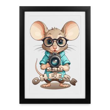 Mouse with camera - Framed poster (27 × 37 cm) - black - Front
