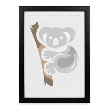 Koala Bear Comic Animal Australia Nature Cartoon Logo - Framed poster (27 × 37 cm) - black - Front