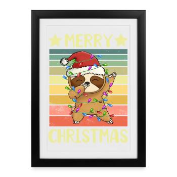 Merry Christmas Sloth - Framed poster (27 × 37 cm) - black - Front