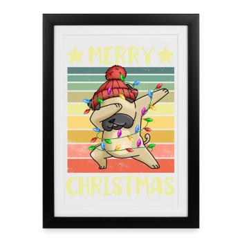 Joyeux Noël chien carlin - Affiche encadrée (27 × 37 cm) - noir - Devant