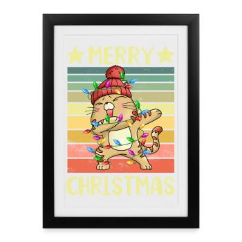 Merry Christmas Cat - Framed poster (27 × 37 cm) - black - Front
