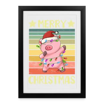Merry Christmas Pig - Framed poster (27 × 37 cm) - black - Front