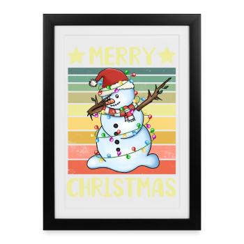 Joyeux Noël Bonhomme de neige - Affiche encadrée (27 × 37 cm) - noir - Devant
