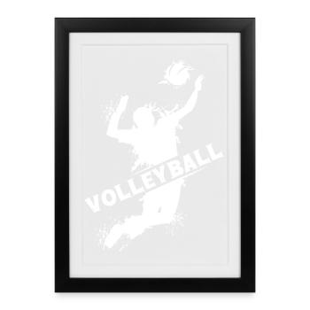Volleyball explosion spieler beachvolleyball Team - Gerahmtes Poster (27 × 37 cm) - Schwarz - Vorne