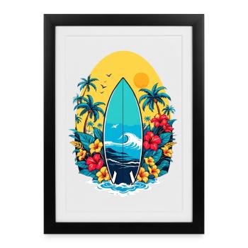 Planche de surf élégante - Affiche encadrée (27 × 37 cm) - noir - Devant