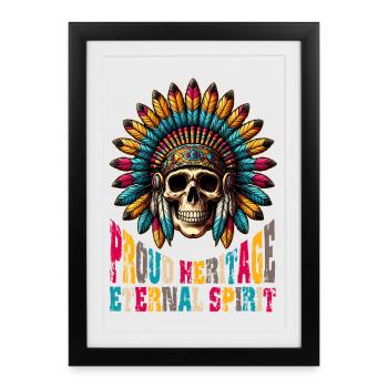 CRÂNE AMÉRINDIEN ANDIAN FIER HÉRITAGE - Affiche encadrée (27 × 37 cm) - noir - Devant