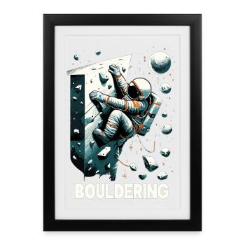 Bouldering Astronaut Spaceman Gift - Framed poster (27 × 37 cm) - black - Front