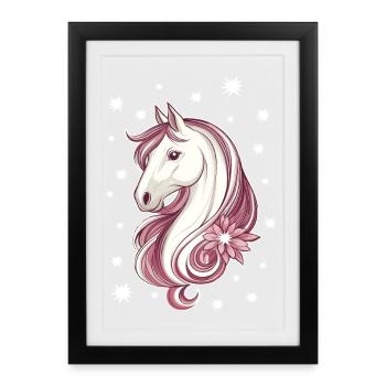 Cheval avec des étoiles - Affiche encadrée (27 × 37 cm) - noir - Devant