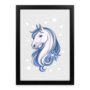 Cheval avec des étoiles - Affiche encadrée (27 × 37 cm) - noir - Devant