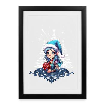 Elfe joyeux - Affiche encadrée (27 × 37 cm) - noir - Devant