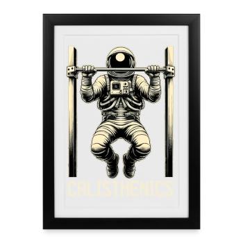 Calisthenics Astronaut Pull-ups Gift - Framed poster (27 × 37 cm) - black - Front