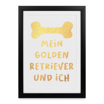 Golden Retriever Gold Dog Walk Animal Love - Framed poster (27 × 37 cm) - black - Front