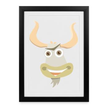 Illustration joyeuse d’une tête de yak - Affiche encadrée (27 × 37 cm) - noir - Devant