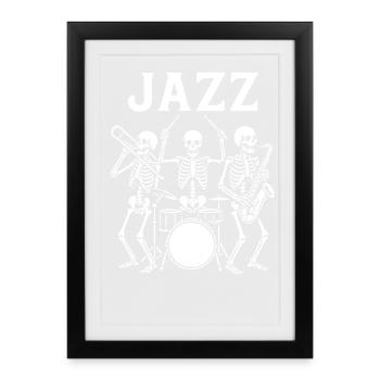 Illustration d'un groupe de jazz squelette - Affiche encadrée (27 × 37 cm) - noir - Devant