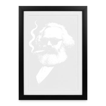Karl Marx audacieux avec une illustration de cigarette - Affiche encadrée (27 × 37 cm) - noir - Devant