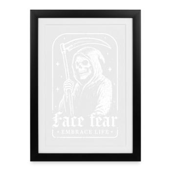 Visage Peur Étreinte Vie Squelette Faucheuse - Affiche encadrée (27 × 37 cm) - noir - Devant
