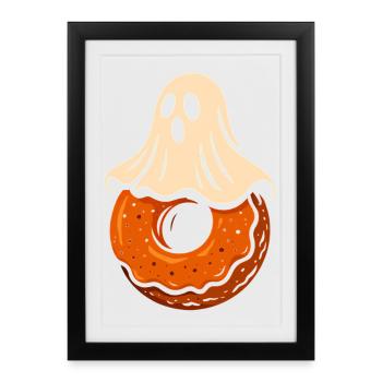 Ghost Donut Halloween Motif - Framed poster (27 × 37 cm) - black - Front