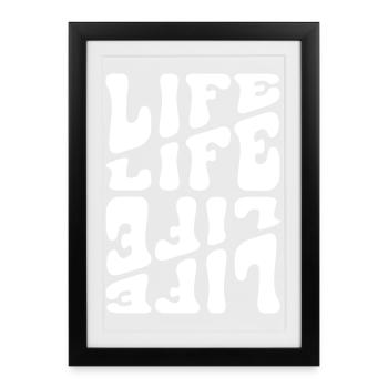La vie comme des lettres psychédéliques - Affiche encadrée (27 × 37 cm) - noir - Devant