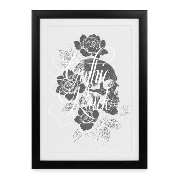 Gothic Rock Floral Skull - Framed poster (27 × 37 cm) - black - Front