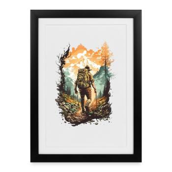 Mountain Trekker at Sunset - Framed poster (27 × 37 cm) - black - Front