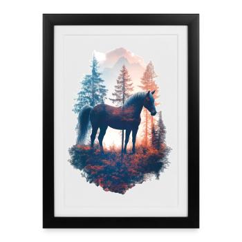 Cheval - Affiche encadrée (27 × 37 cm) - noir - Devant