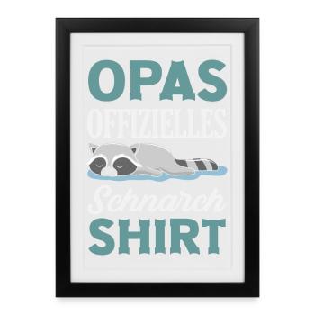 Chemise officielle de papa contre le ronflement – raton laveur - Affiche encadrée (27 × 37 cm) - noir - Devant