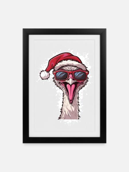 Strauß Weihnachten Lustig - Gerahmtes Poster (27 × 37 cm) - Schwarz