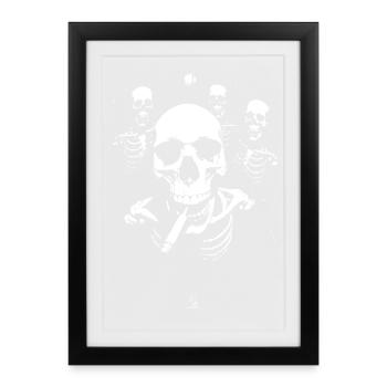 Skeletons Parade in the elevator - Framed poster (27 × 37 cm) - black - Front