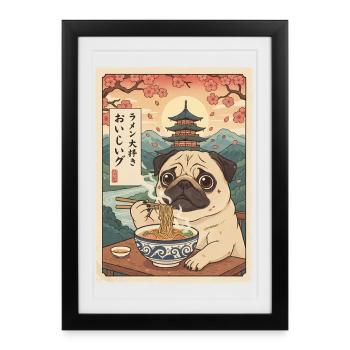 Carlin Ramen Style Vintage Japonais - Affiche encadrée (27 × 37 cm) - noir - Devant