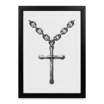 Cross Necklace Cross Christianity Christian - Framed poster (27 × 37 cm) - black - Front
